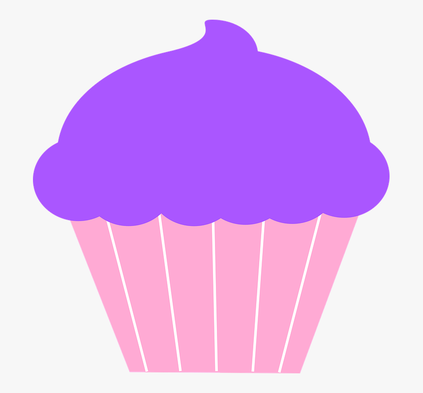 Cupcake, Icing, Frosting, Cake, Purple, Dessert, Treat - Cartoon Cupcake Clipart, HD Png Download, Free Download