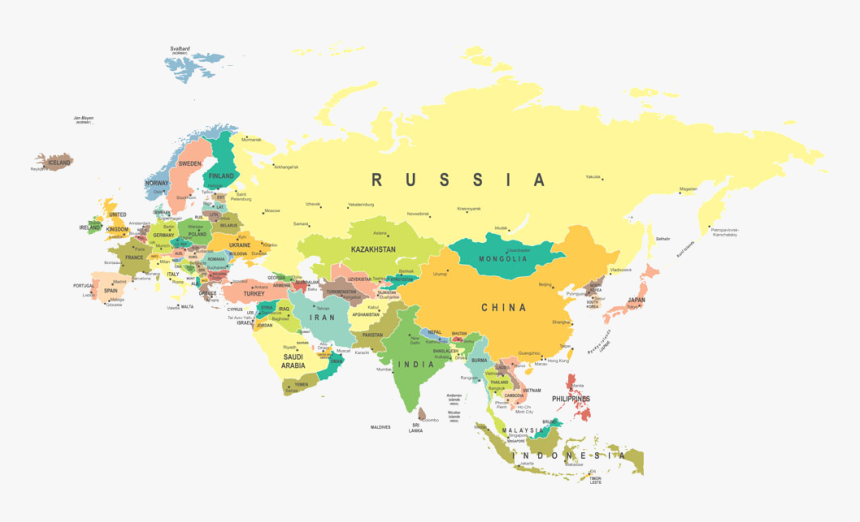 Map Of Asia And Europe - World Map, HD Png Download, Free Download