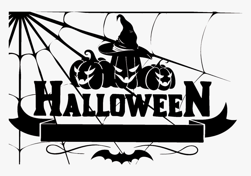 Free Halloween Sign With Jack O Lanters And A Bat Png - Halloween Png, Transparent Png, Free Download