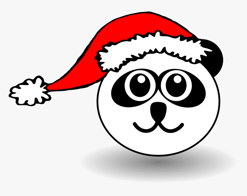 Panda, Feliz, Animal, Natal, Papai Noel, Chapéu - Cartoon Cat With Christmas Hat, HD Png Download, Free Download