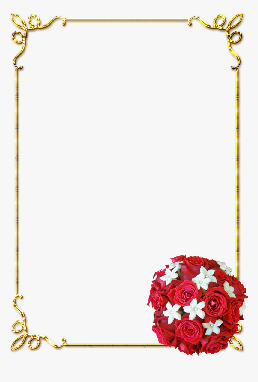 Frames Png Douradas Com Rosa Vermelhas, Transparent Png, Free Download