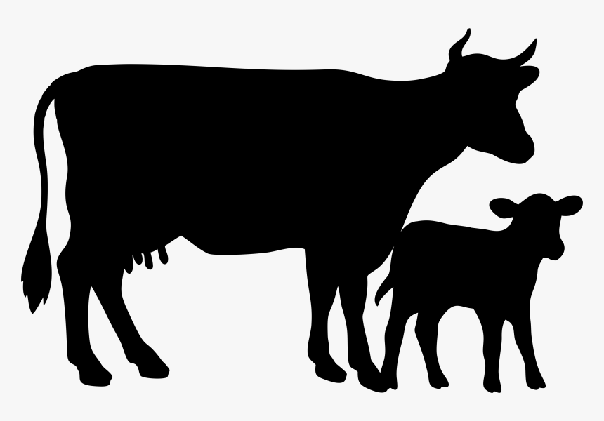 Pizarra Vacas - Silueta De Vaca Con Ternero, HD Png Download, Free Download