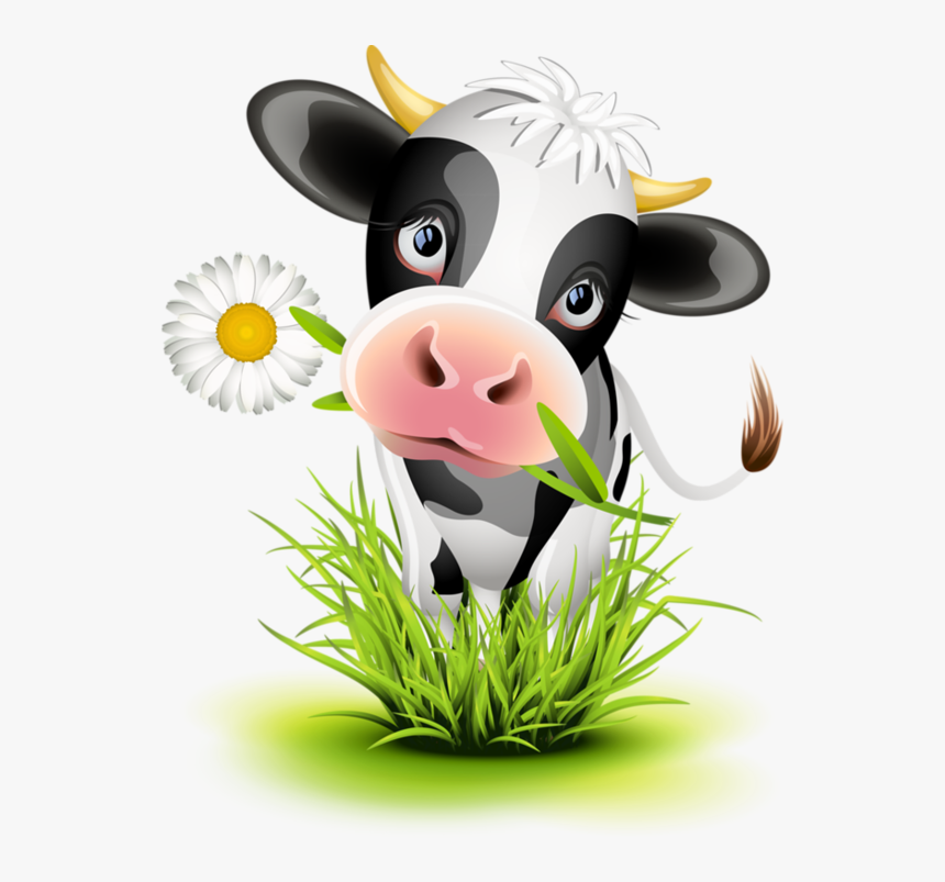 Clipart Grass Cow - Cartoon Happy Birthday Cow, HD Png Download - kindpng