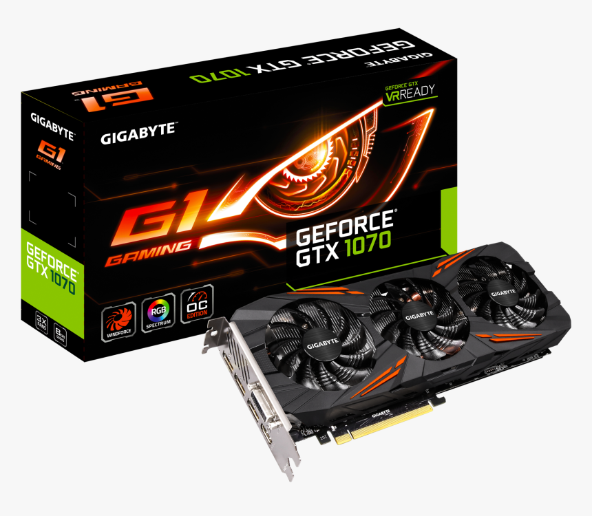 Graphics Card Transparent Background - Gigabyte Gtx 1070 G1 Gaming 8, HD Png Download, Free Download