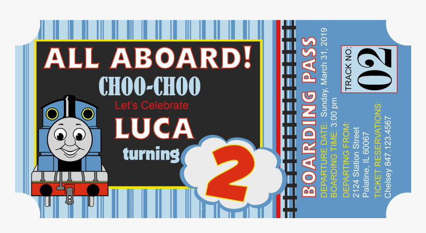 Thomas The Train Invitation - Thomas The Train Ticket Birthday Invitations Digital, HD Png Download, Free Download