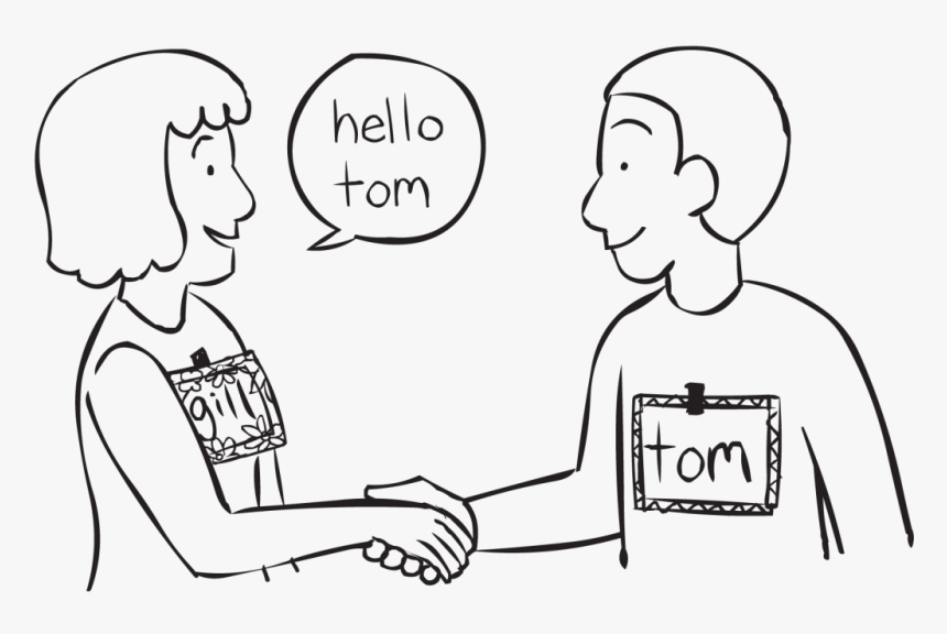 Two People Shaking Hands In A Fun Get To Know You Name - People Shaking Hands Drawing, HD Png Download, Free Download