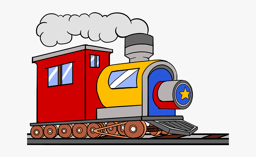 Thomas Drawing Front Steam Train - Train Drawing With Color, HD Png Download, Free Download