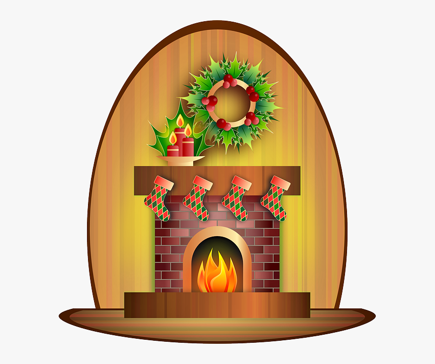 Christmas Fireplace Painting, HD Png Download, Free Download