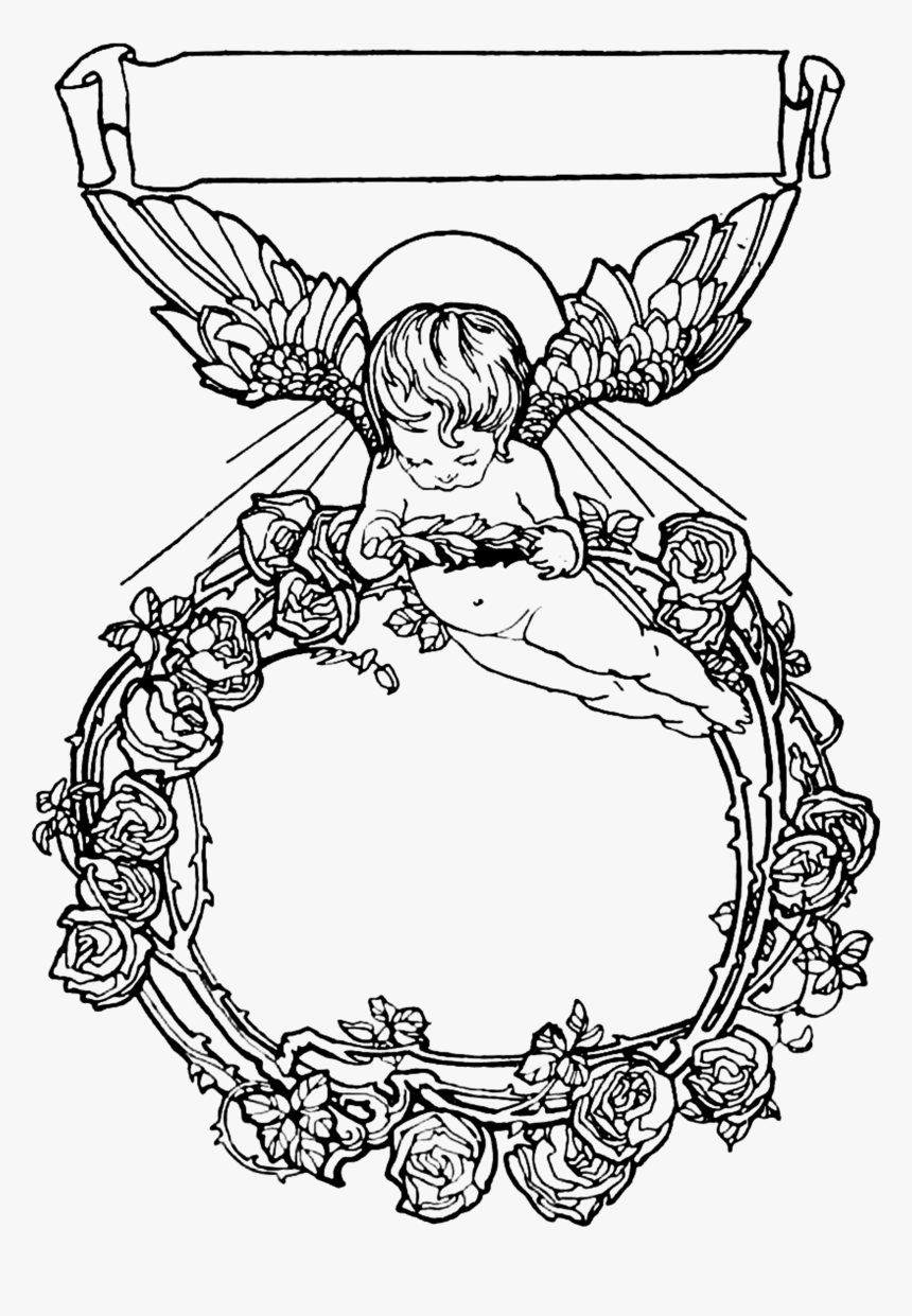 I Have Included Several Black Versions Of This Design - Vintage Angel Frame Png, Transparent Png, Free Download