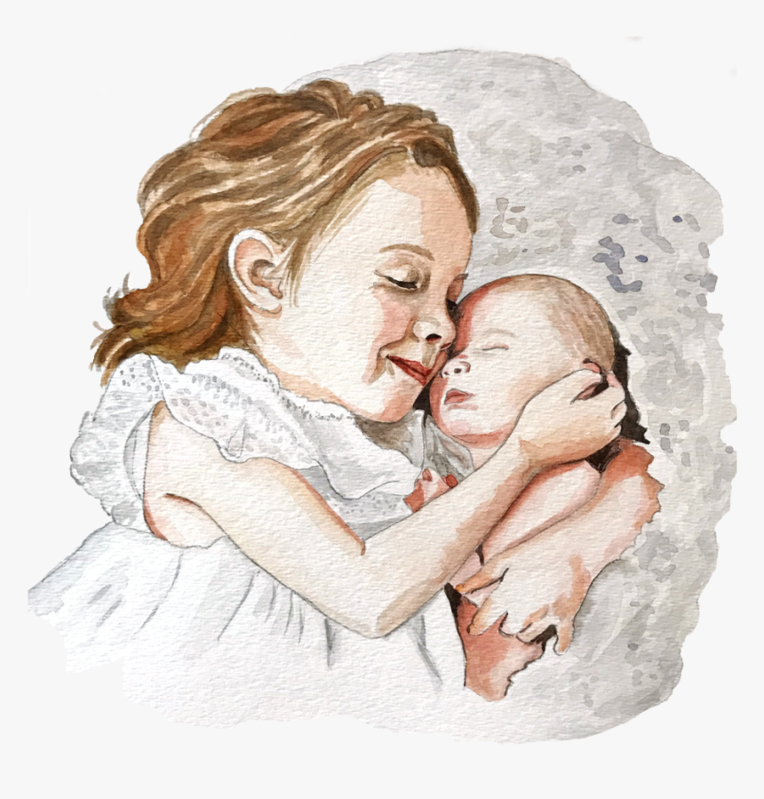 Two Girls Watercolor, HD Png Download, Free Download