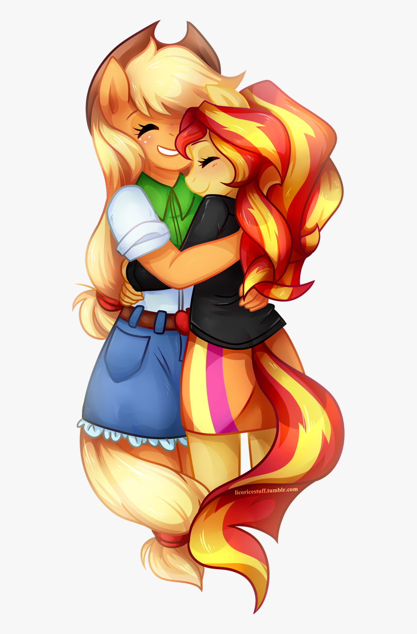 Com Sunset Shimmer Applejack Rainbow Dash Fluttershy - Cartoon, HD Png Download, Free Download