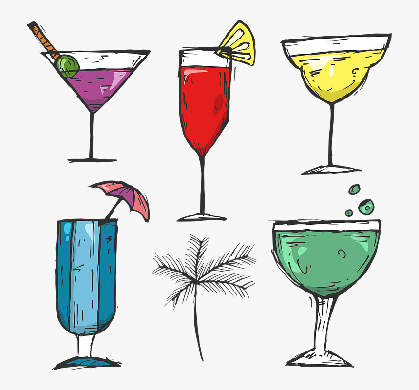 Cups, Cartoons, Cocktail, Summer, Disco, Entertainment - Cocktail Glass Pouring Cartoon, HD Png Download, Free Download