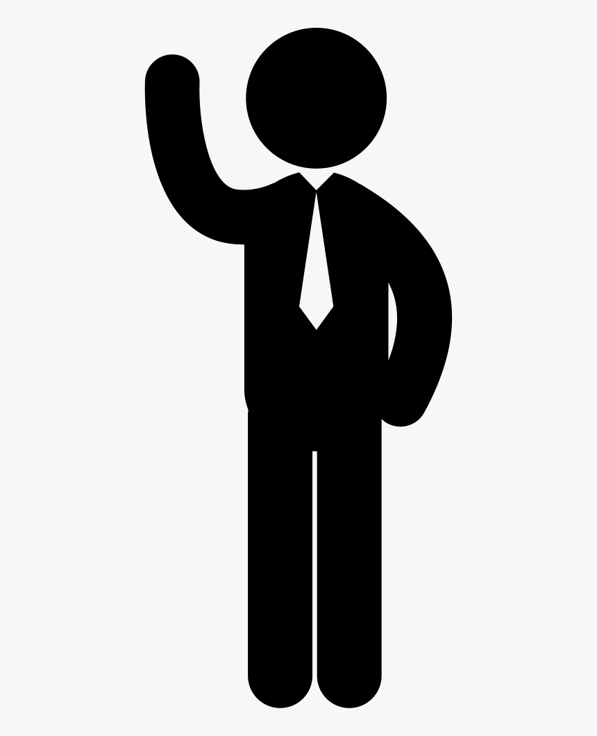 Standing Business Man With Tie And Right Arm Raised - Business Man Thinking Icon, HD Png Download, Free Download