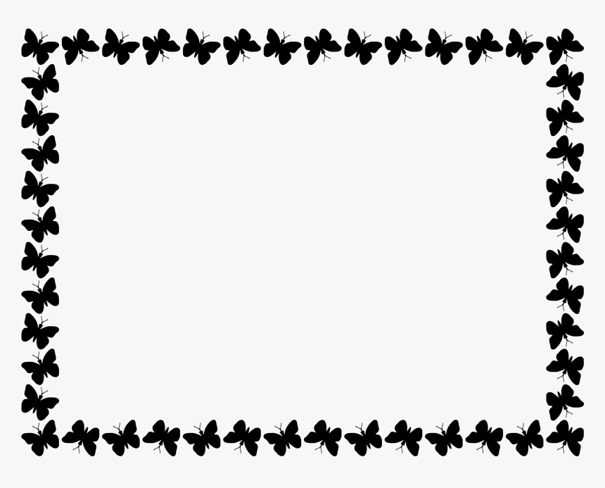 Butterfly Border Design Black Clipart , Png Download - Borders Black And White, Transparent Png, Free Download