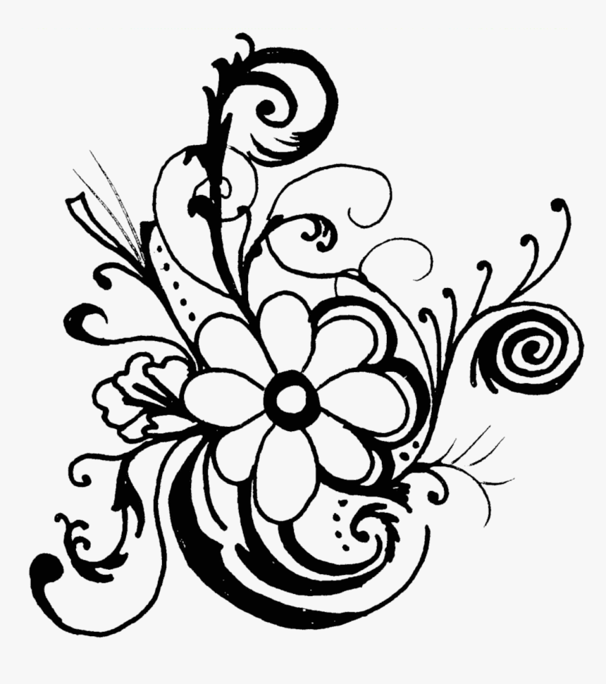 Black And White Flower Border Clipart - Floral Border Designs Clip Art Black N White, HD Png Download, Free Download