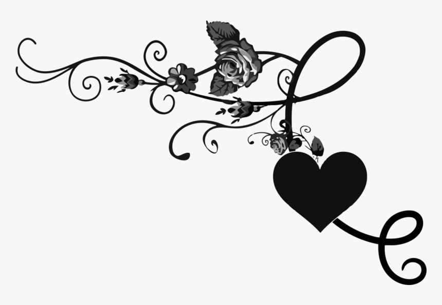 Heart,bicycle,monochrome Photography - Love Border Design Png, Transparent Png, Free Download