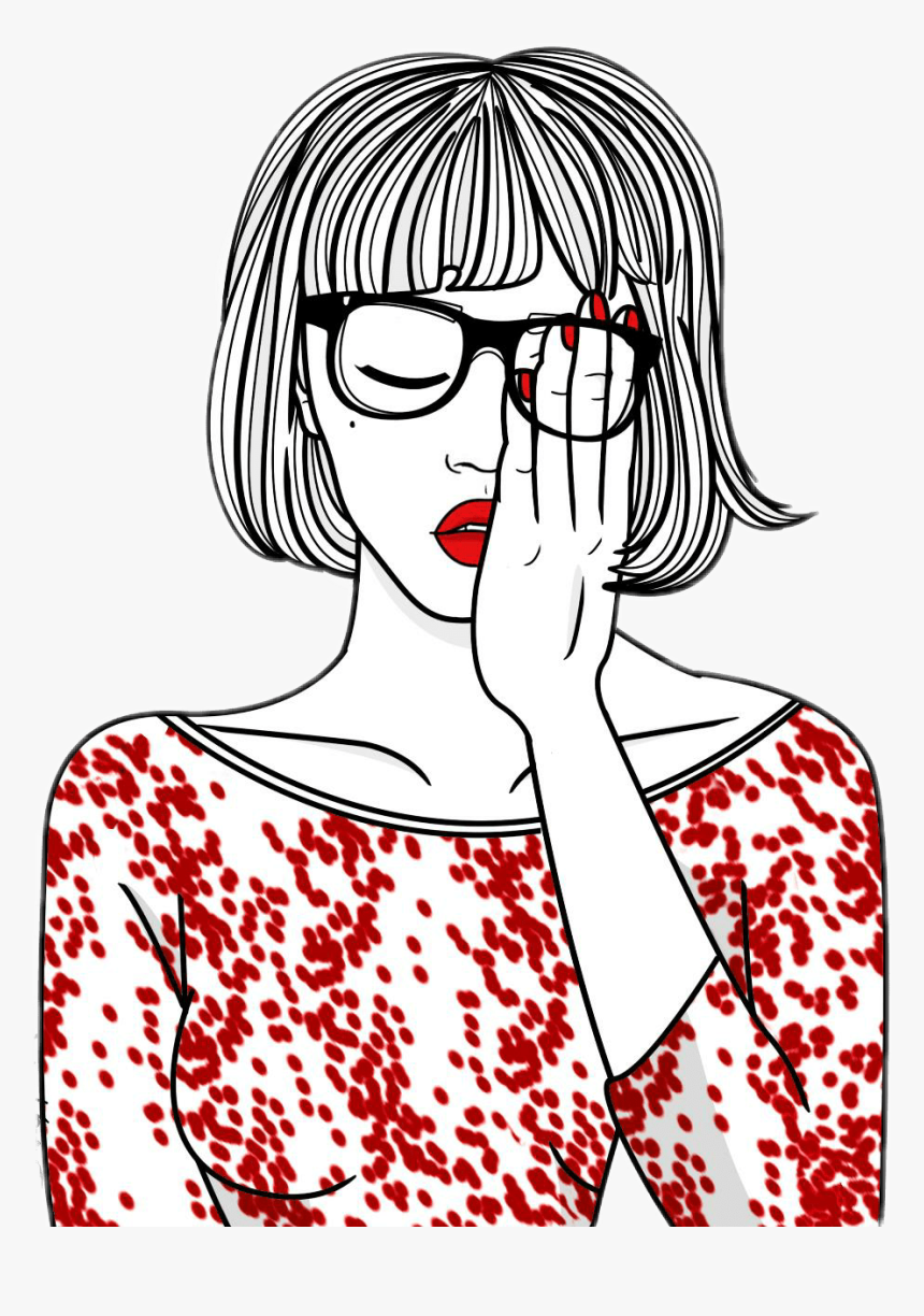 Transparent Tumblr Outlines Png - Dibujo Chica Con Lentes, Png Download, Free Download