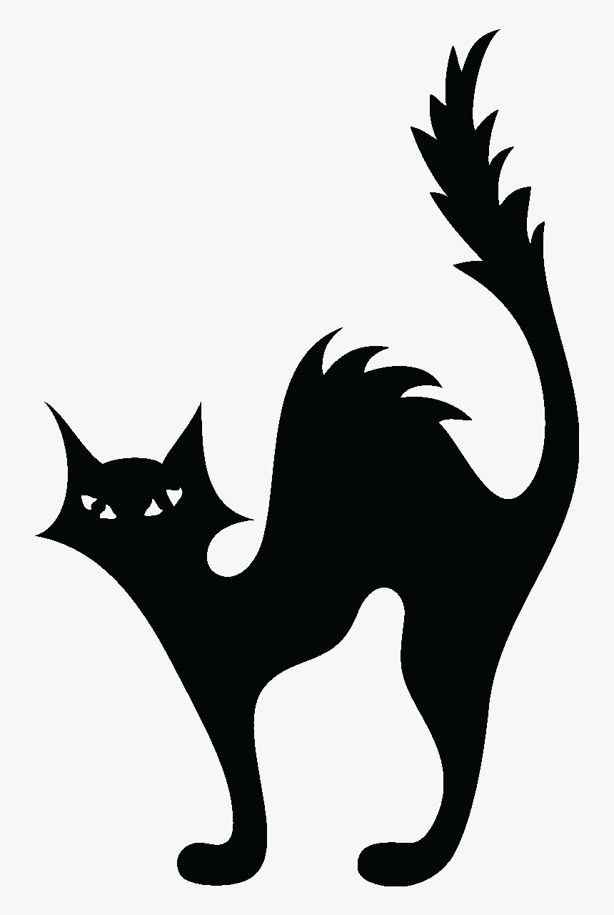 Cat Kitten Halloween Silhouette Clip Art - Silhouette Halloween Cat Clipart, HD Png Download, Free Download