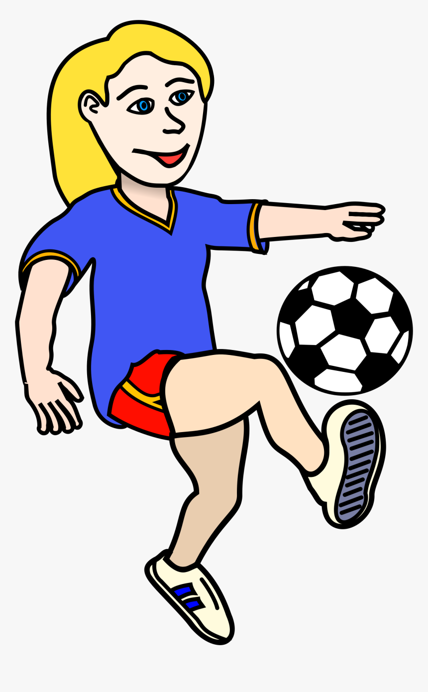 Soccer Playing Girl Coloured Clip Arts - Playing Football Clipart Black And White, HD Png Download, Free Download