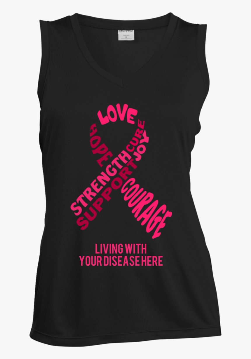 Customisable Pink Awareness Ribbon With Words Women"s - Active Tank, HD Png Download, Free Download