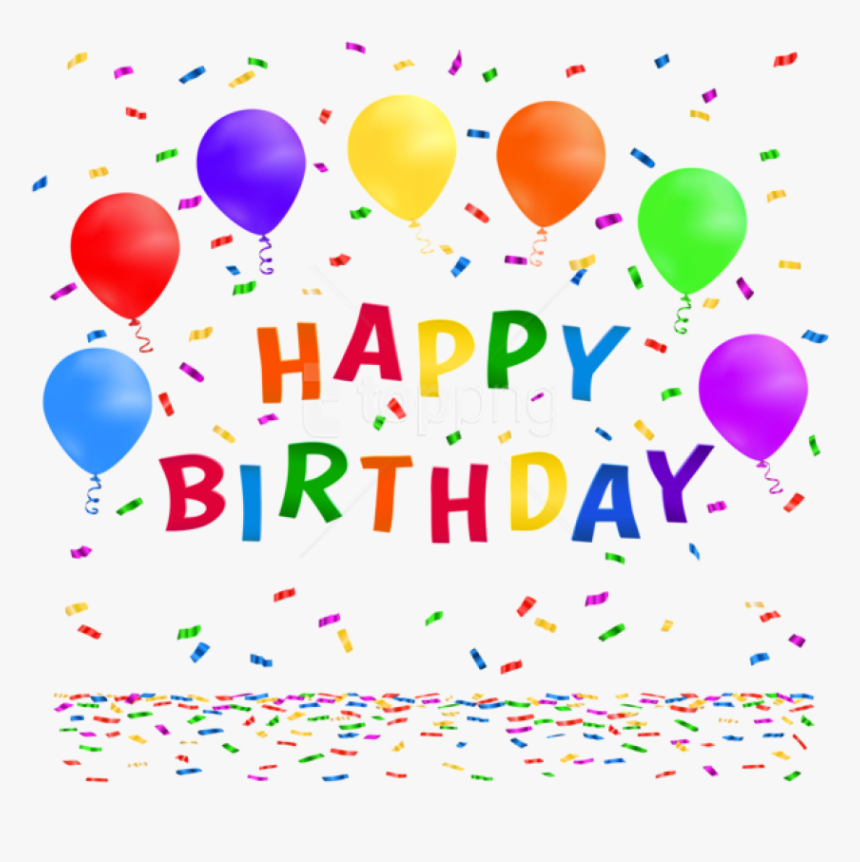 Transparent Confetti Border Png - Happy Birthday Balloons And Confetti, Png Download, Free Download