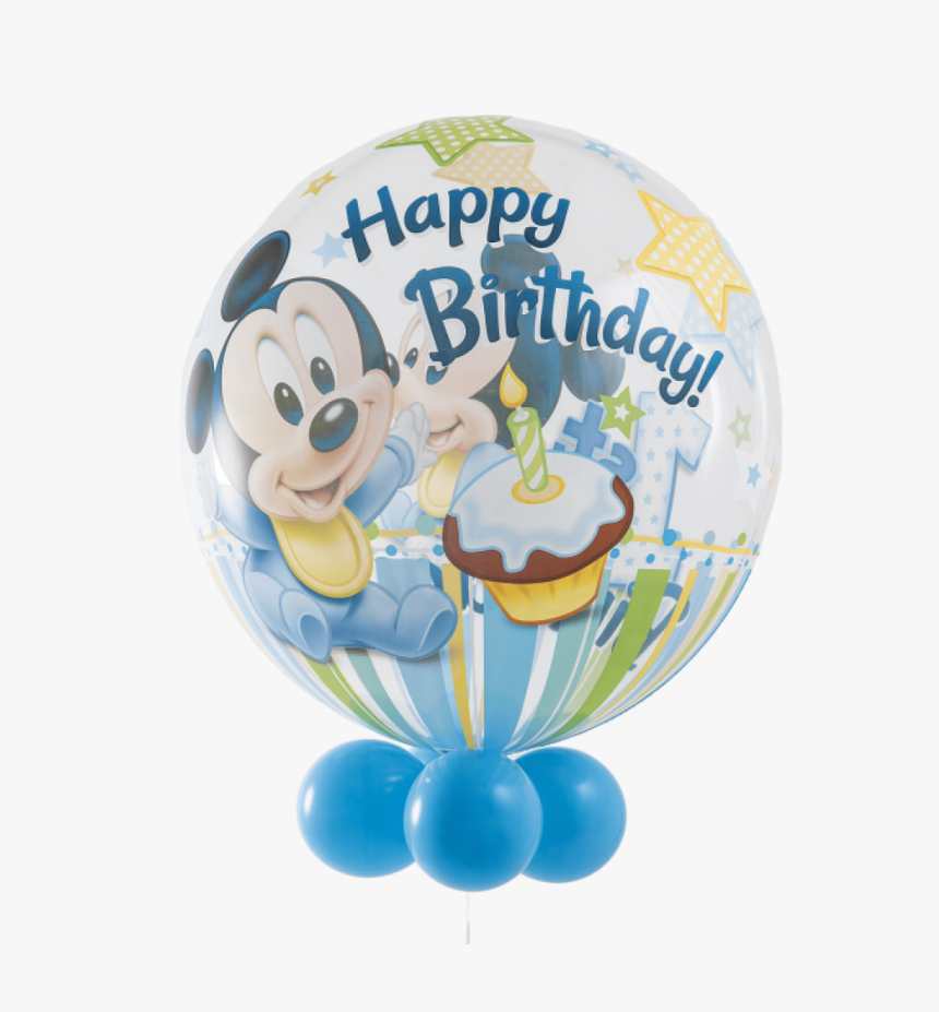 Disney Mickey Mouse 1st Birthday Bubble Balloon - Baby Mickey Happy Birthday, HD Png Download, Free Download