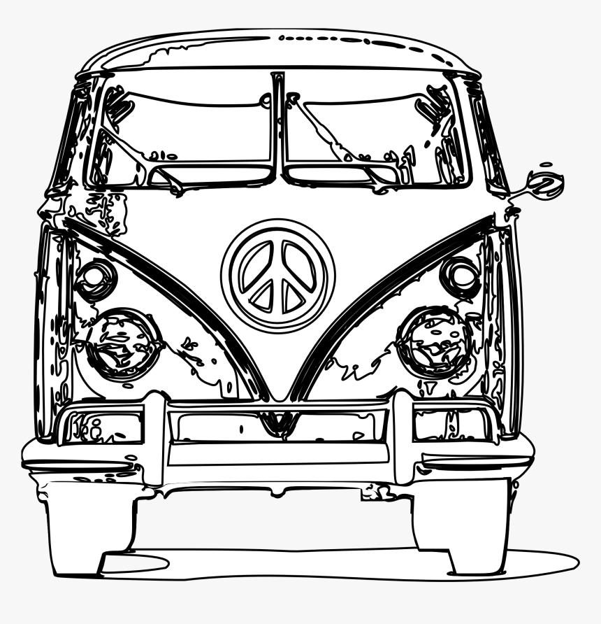 Vw Bus Bulli Black White Line Art Scalable Vector Graphics - Volkswagen Bus Coloring Pages, HD Png Download, Free Download