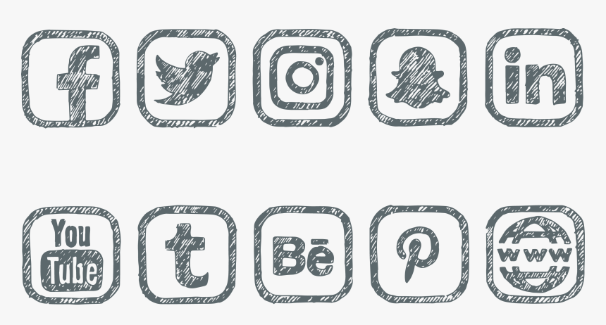 Hand Drawn Social Media Icons Vector, HD Png Download, Free Download
