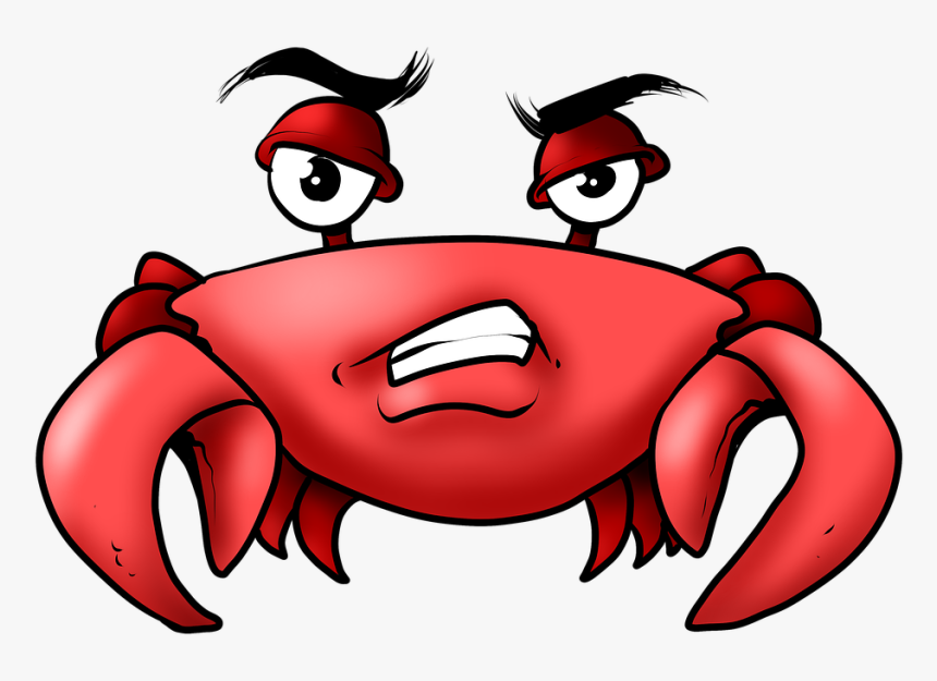Crab, Crabby, Angry, Grumpy, Red, Drawing, Cartoon - Rock Crab, HD Png Download, Free Download