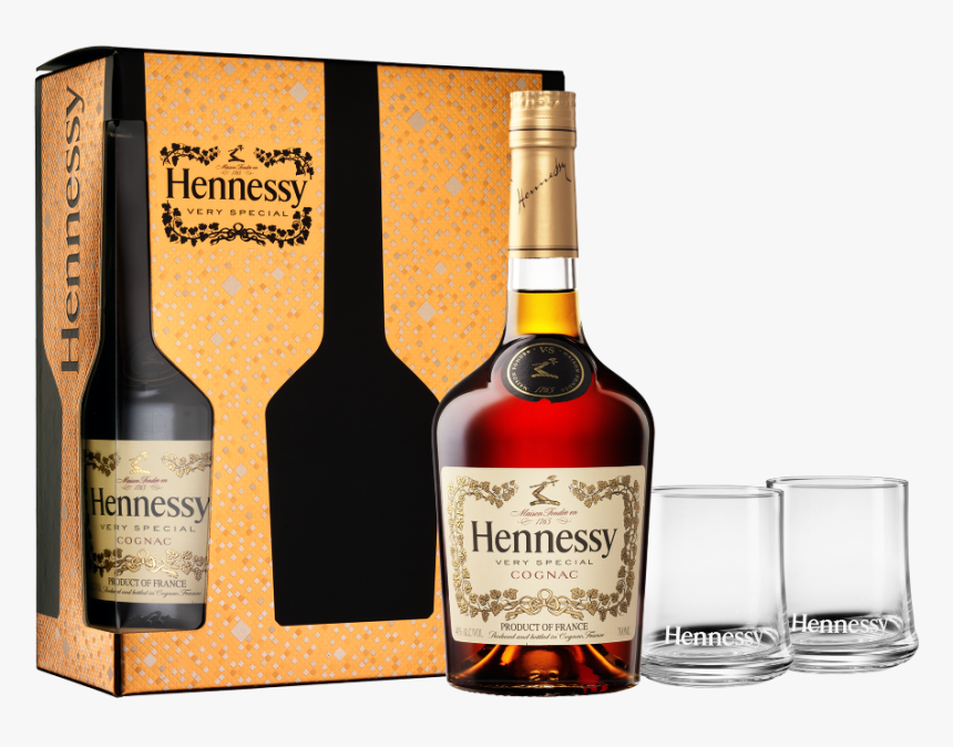 Blended-whiskey - Hennessy Vsop With Glasses, HD Png Download, Free Download