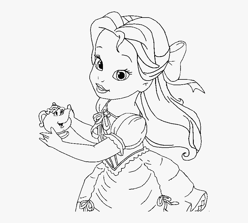 Belle Coloring Pages Little Belle Coloring For Kids - Baby Princess Belle Coloring Pages, HD Png Download, Free Download