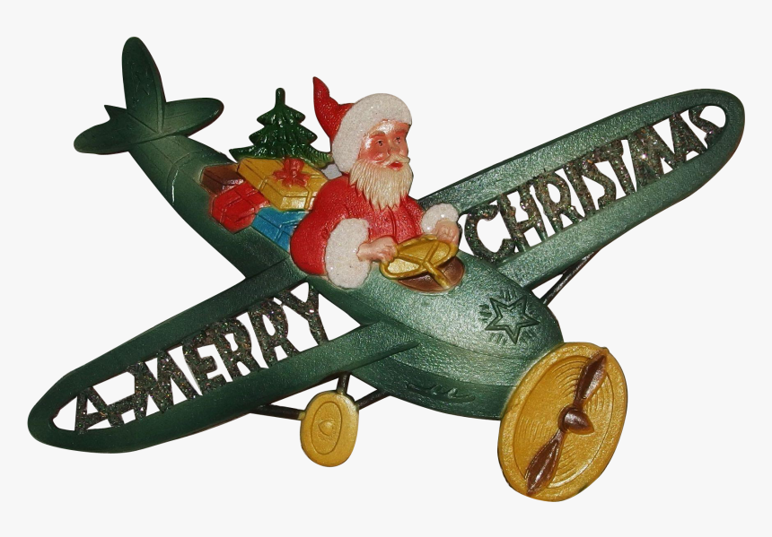 Santa Flying His Plane With A Merry Christmas Banner - Model Aircraft, HD Png Download, Free Download