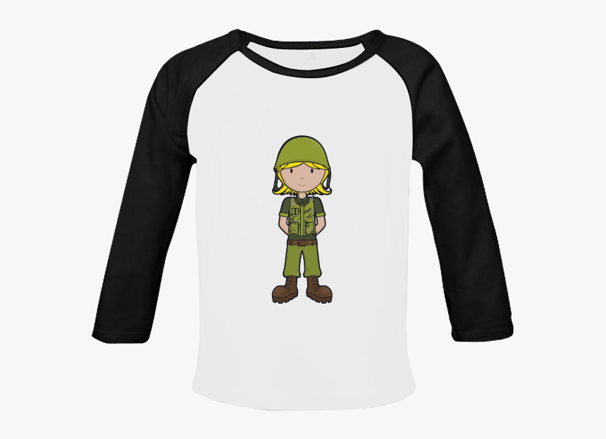 Army Girl Illustration No Text Baby Organic Long Sleeve - Sleeve, HD Png Download, Free Download