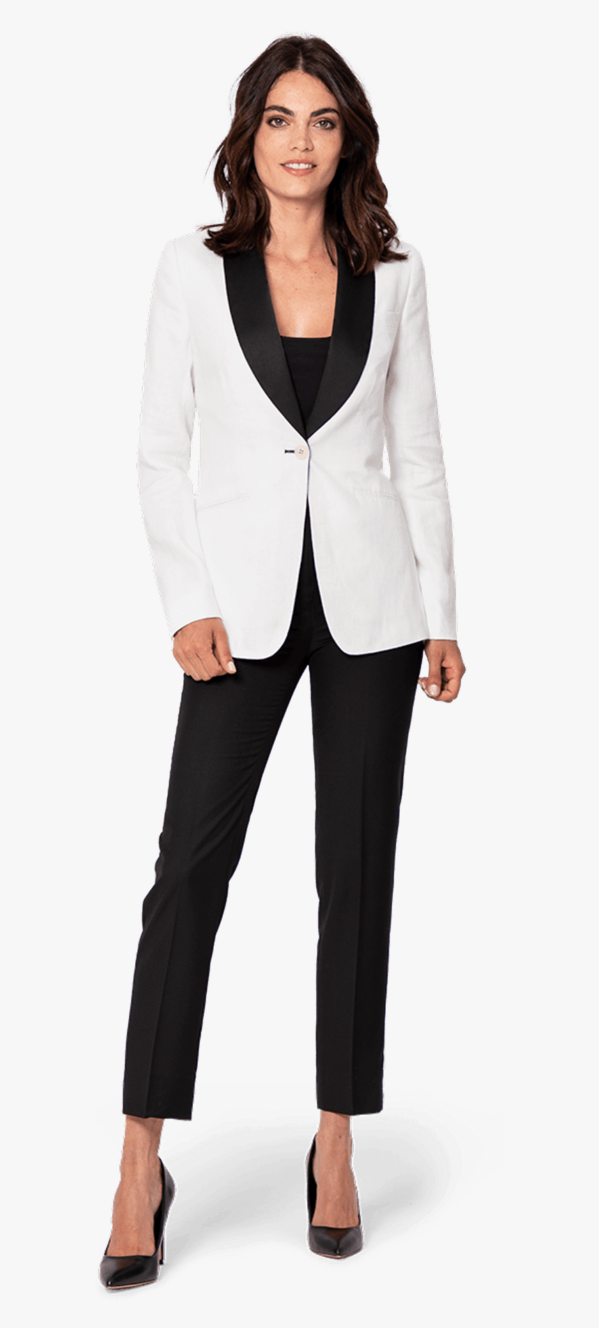 White Polyester Tuxedo - Black And White Suit Woman, HD Png Download, Free Download