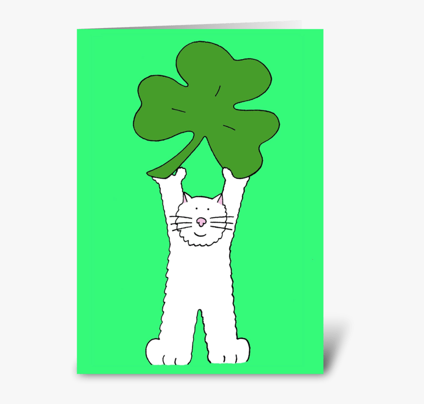 St Patrick"s Day Cat With Shamrock - Cartoon, HD Png Download, Free Download