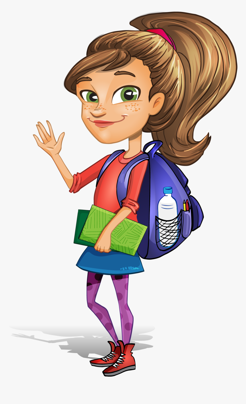 Student Cartoon Clip Art - Girl Student Clipart Png, Transparent Png, Free Download