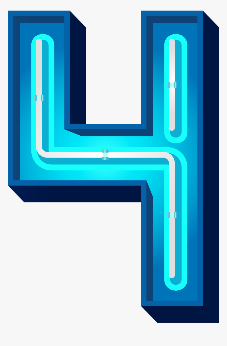 Number 4 Clipart Neon Green - Blue Neon S Png, Transparent Png, Free Download