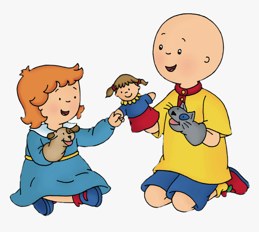 Caillou And Rosie Playing With Hand Puppets - Boy Playing With Hand Puppet, HD Png Download, Free Download