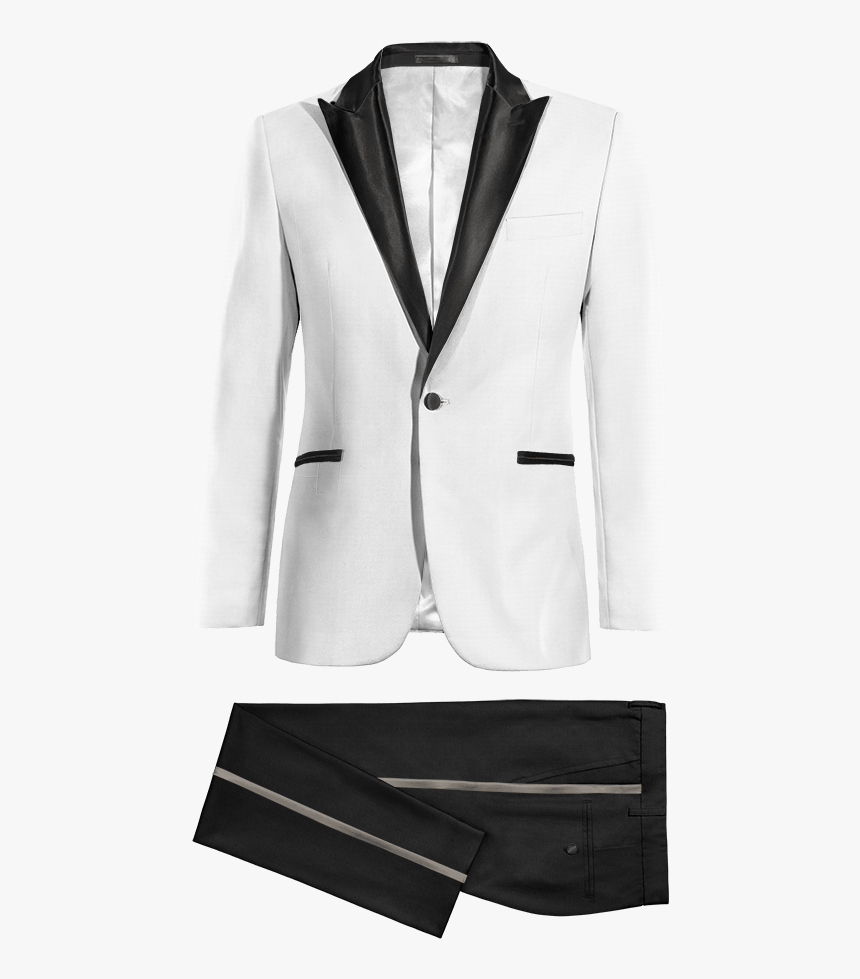 White & Black Peak Lapel Tuxedo01 - Black Gold White Tuxedo, HD Png Download, Free Download