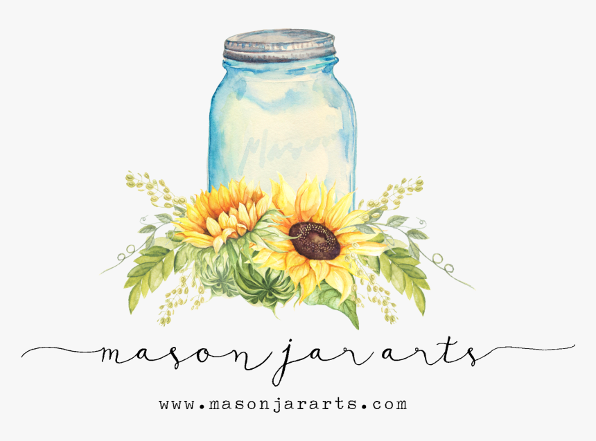 Mason Jar With Sunflowers Clipart, HD Png Download, Free Download