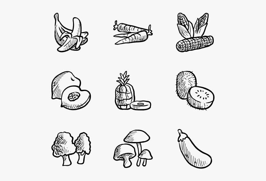 Vegetable And Fruits - Line Art, HD Png Download, Free Download