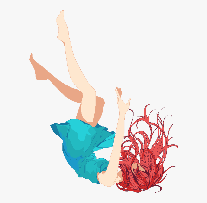 Falling Anime Girl Transparent, HD Png Download - kindpng.