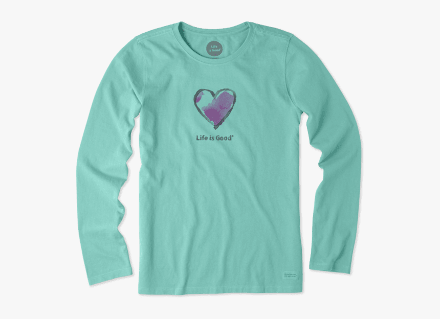 Women"s Watercolor Heart Long Sleeve Crusher Tee - Long-sleeved T-shirt, HD Png Download, Free Download