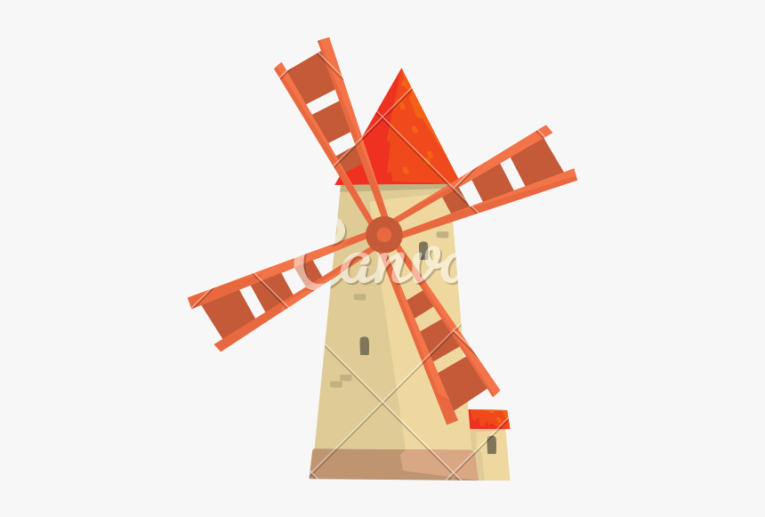 Traditional European Stone Windmill Vector Icon Illustration - Milino Antiguo En Caricaturo, HD Png Download, Free Download