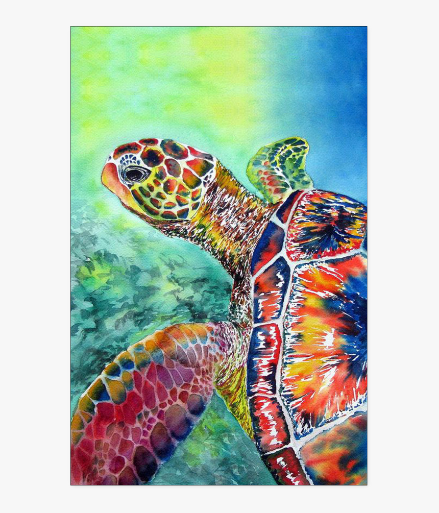 Turtle Watercolor Poster"
 Class="lazyload Lazyload - Sea Turtle Canvas Painting, HD Png Download, Free Download