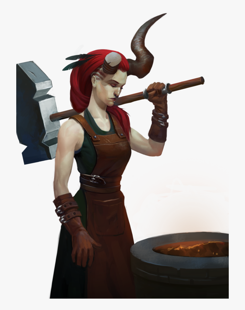 #tiefling #redhair #demon #blacksmith #hammer #horns - Halloween Costume, HD Png Download, Free Download