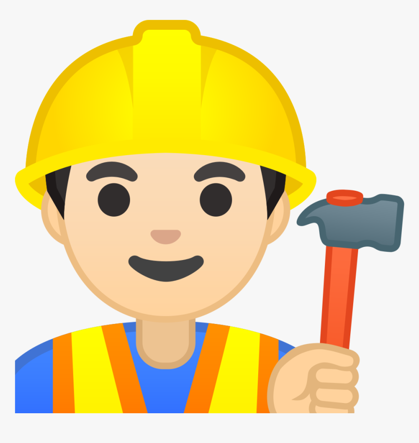 Man Construction Worker Light Skin Tone Icon - Cartoon Construction Worker, HD Png Download, Free Download