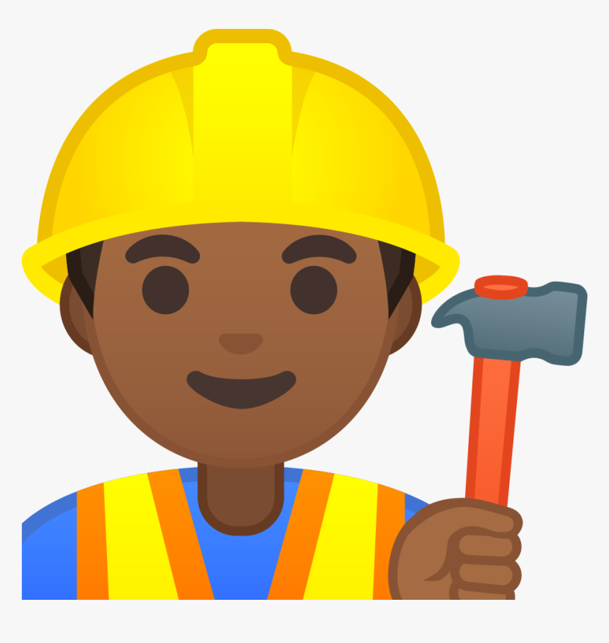 Man Construction Worker Medium Dark Skin Tone Icon - 3 Construction Worker Cartoon Free, HD Png Download, Free Download