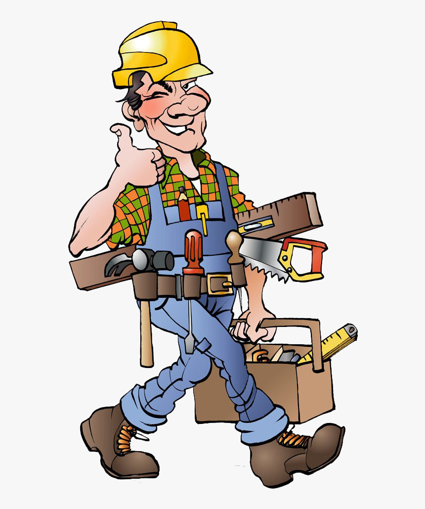 Clip Art Carpenter Drawing Illustration Saw - Cartoon Construction Workers, HD Png Download, Free Download