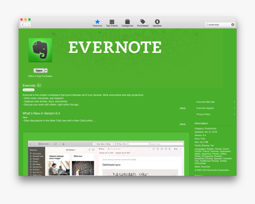 Evernote Mac App Store - Evernote, HD Png Download, Free Download
